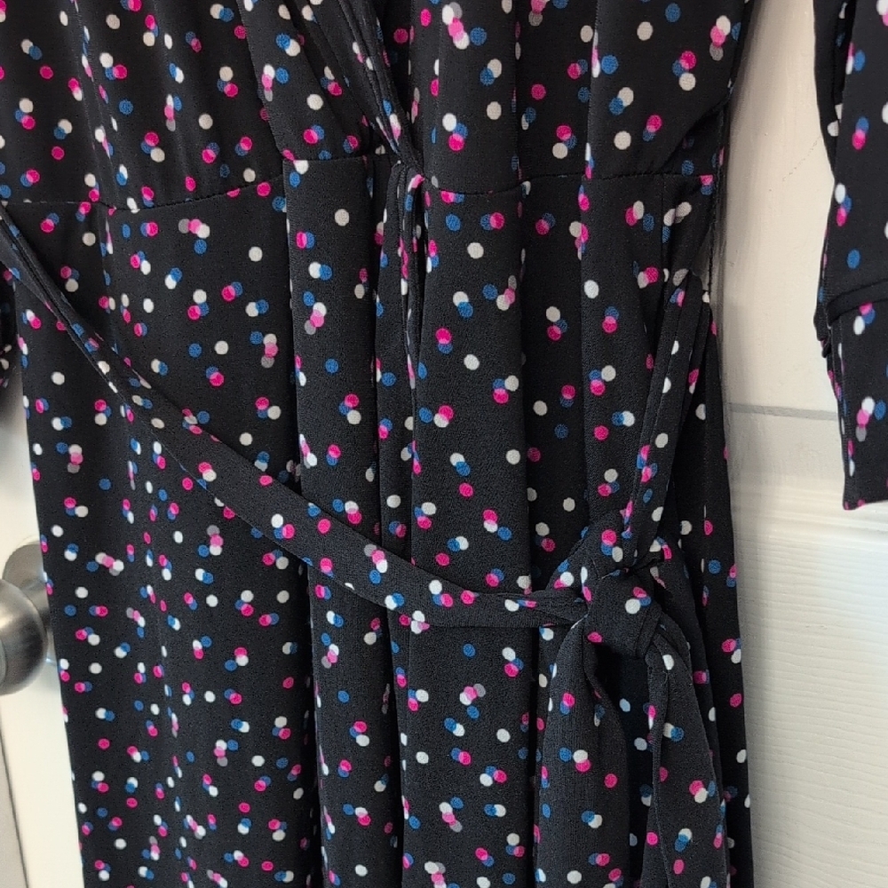 Black Floral Wrap Dress with Pink Accents - Brand - Picture 5 of 13